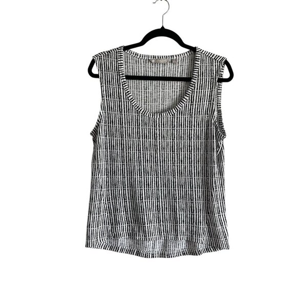 Athleta Women S Black White Striped Athleisure Scoop Neck Breezy Muscle Tee - Picture 3 of 10